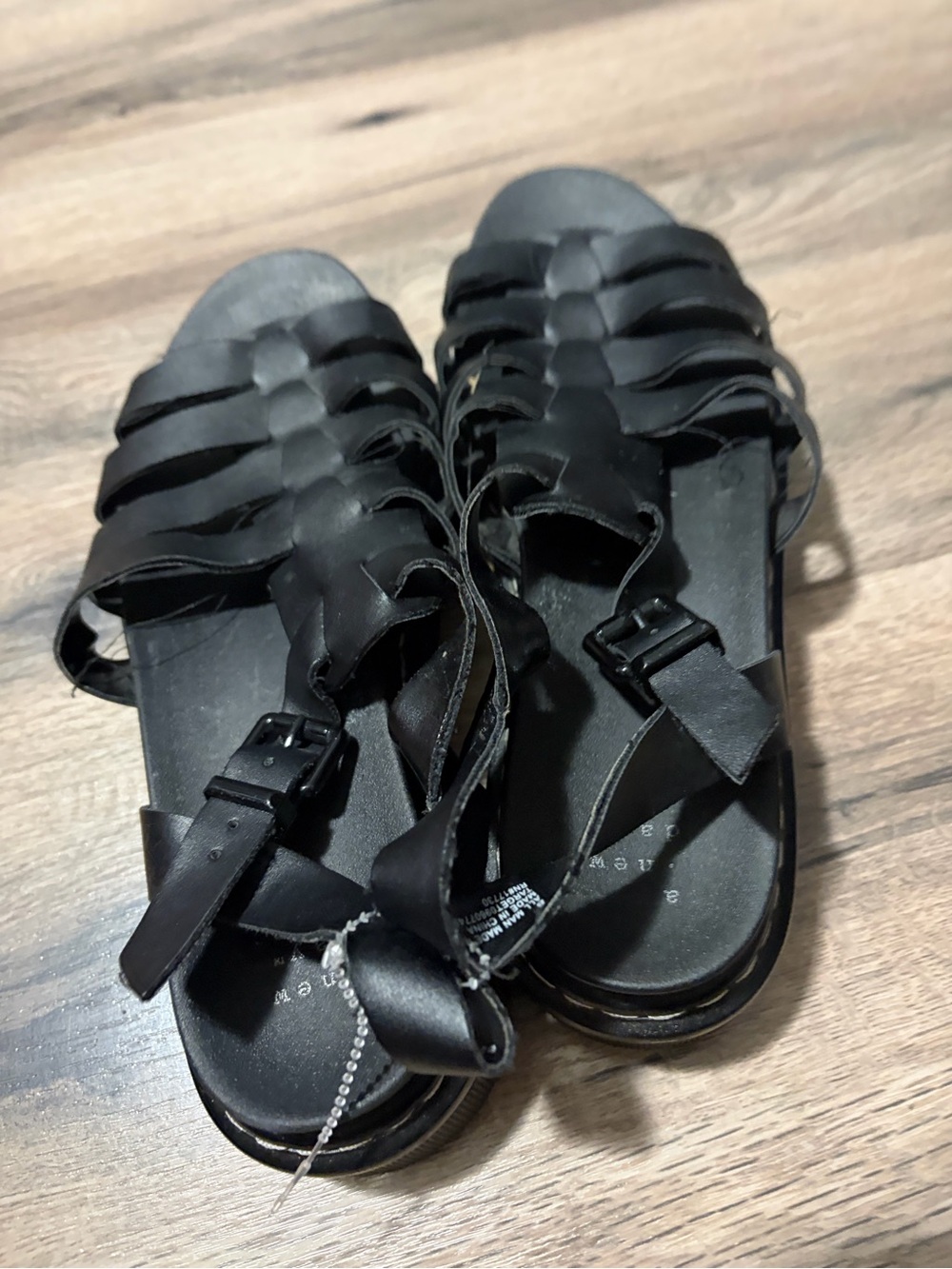 a new day Black Woven Dr. Marten Strappy Women's Sandal dupe - size 8 - Picture 3 of 6